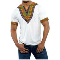 Muški afrički Dashiki majica Tribal cvjetni print V izrez Fit majice
