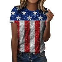 Američke zastave Ležerne vrhove za žene T košulje tiskani kratkih rukava okrugli vrat 3D digitalni tiskani