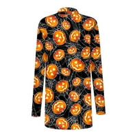 Gotyou ženske jesenje kardigan žene HALLO-Ween Print s dugim rukavima Prednji kardigan Vrh lagana modna