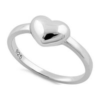 Sterling srebrna oksidirana platinasta pozlaćena visokog poljskog srčanog ženskog prstena