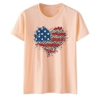 Košulje 4. jula Žene SAD Stribe Stripes Kratki rukav Ležerni grafički majica