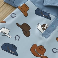Toddler Boys kratki rukav Cartoon Prints T majica vrhovi kratke hlače GENTLEMENAT Outfits plavi 90