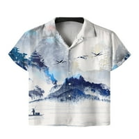 Glonme Men Bluza kratki rukav Ljetne košulje rever na vratu Plaža Havajski tee Regular Custer UP u obliku