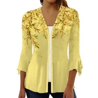 Ganfancp lagani kardiganci za žene Ljeto rukav kardigan modni čvrsti boja casual cardigan bluza s žutim