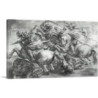 Bitka kod Anghiarija nakon Leonarda da Vinci platnena umjetnost otisak Petera Paula Rubens - Veličina: