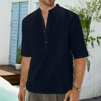 Luiyenes muške ljetne casual top košulje Solidna boja modna košulja pola rukava s majicom sa majicom