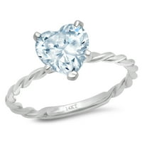 2CT srce rezano prirodno nebo plavo topaz 18k bijelo zlatni godišnjica za angažman prsten veličine 11
