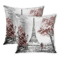 Vodenikolor Gradsko ulje slikarstvo Pogledajte Pariz Tender Pejden Pink Poznati jastučni kačice za jastuk
