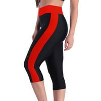 Žene Yoga Capris Hlače Clearence Sports Joga Visoko struk Bib hlače sa džepovima Satenske obrezane hlače široke noge Palazzo hlače za žene, crvene, l
