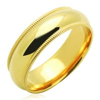 14k žuto zlato udobnost Fit Milgrain Wingring Wedding Wedding Bend, 10.5