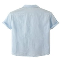 Leuncero Boys Majica Muška pamučna posteljina Tee Plain Color Ljetni vrhovi Majica Slim bluza Kratki rukav Top svijetlo plava l