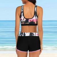 Ženski kupaći kostimi Tummy Control Beachywer Bikinis Cvjetni print Pink XXL