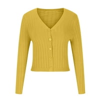 Odeerbi Cardigan za žene Trendy Jesenski zimski casual duge rukave s dugim rukavima vrhovi bluza žuto
