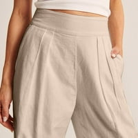 Posteljine pantalone Women plus veličina Ljetna moda Ležerne prilike pamučne posteljine Pokreta u boji