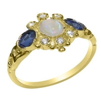 Britanci napravili realnu 9k žuto zlatni prirodni Opal i dijamantni ženski prsten - veličine opcije