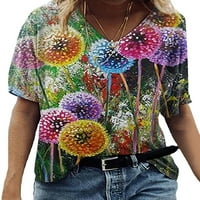 Plus veličina Ženska cvjetna majica kratkih rukava Casual Losel V izrez