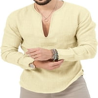 Muška majica V Vrući izrez Solid Color T majica Modna bluza Dnevna nošenje Basic Tee Khaki M