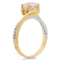 1. CT sjajan okrugli rez simulirani ružičasti dijamant 14k bijeli žuti zlatni pasijans sa accentima prsten sz 8,75