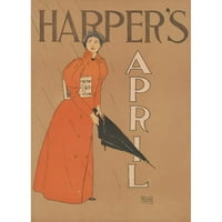 Edward Penfield Crni moderni uokvireni muzej umjetnički print pod nazivom - Harper-ov april
