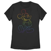 Ženski Mickey & Friends Rainbow Mickey Mouse Outline Grafički tee Crni medij