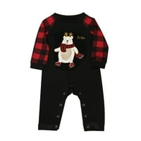 Porodični božićni pidžami podudarni setovi, Xmas Bear tiskali su vrhove dugih rukava i pletene hlače,