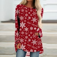 Božićni dugi rukav Tuns Womens Novelty 3D Božićni ispisani ružni božićni duks povremeni pulover majica
