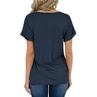 Ženski vrhovi bluza Čvrsti kratki rukav casual ženske majice kravlje vrat ljetna mornarica m