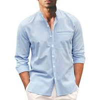 Muška modna bluza Top košulja Muške proljeće modna casual puni boja pamučna gumba dugih rukava odjeća