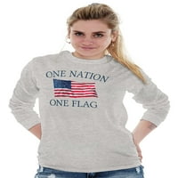 Jedna nacija nevoljetna zastava SAD Pride dugih rukava majica muškaraca žena Brisco brendovi