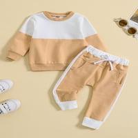 Bagilaanoe Toddler Baby Boy duge hlače Podesite kontrastnu boju dukseri s dugim rukavima, pulover +