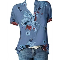 Toyfunny Women za ispis džep plus veličina bluza s kratkim rukavima Jednostavna košulja