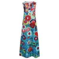 Ljetna haljina za ženske boemske boemske cvjetne haljine, labavi vintage print maxi haljina