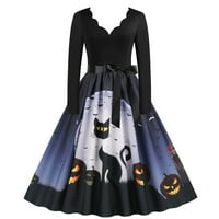 Tenjijo ženske gotičke haljine Cleance cvjetni kvadratni vrat dugih rukava crna patch print vintage