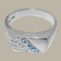 Britanci napravio je 10k bijeli zlatni prirodni plavi toplaz muški godišnjički prsten - Opcije veličine