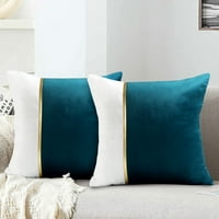 Pakovanje teal patchwork baršunasta jastuk za bacanje sa zlatnim prugastim kvadratnim jastučićima za sofu dnevnu sobu