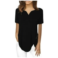 Ženske modne ležerne majice s kratkim rukavima V-izrez dukserice za bluzu xxxl