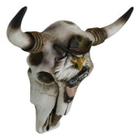 Rustikalni zapadni orao kauboj sa pištoljem rogane konopce kravlje lubanje zidni dekor plaketa