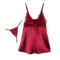 Nighthowns za žene Žene Donje rublje V Ret noćna odjeća Satin Sleepwear Chemise Mini Custo Color Dress