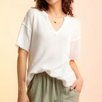 Slatki ljetni vrhovi za žene kratkih rukava Bluze Regularne fit T majice Pulover Ties Vruće majice V