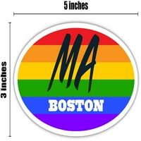 Boston MA Massachusetts Suffolk County Rainbow Pride Zastava Stripes Pride Zastava Euro Euro naljepnica
