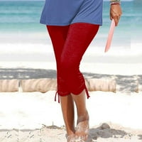 Posteljine hlače za žene Ljetne casual čvrste pamučne posteljine od elastičnih struka obrezane hlače