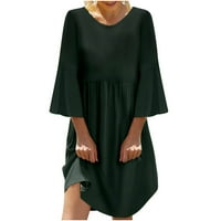 Ljetne haljine za prodaju za žene plus veličine kratkih rukava od pune boje, okrugla izrez Maxi Loose