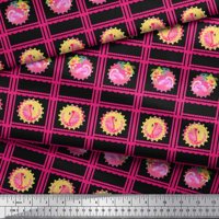 Soimoi crna pamučna proizvodna tkanina od jamuta geometrija i flamingo ptica za šivanje tkanine širine