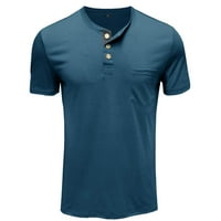 Majica Caveitl Muške, muškarci kratki rukav bify mišić Basic Solid čista boja bluza za majicu Top plava