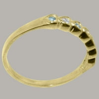 Britanci izrađen 14k žuto zlato prirodni dijamant i akvamarinski ženski prsten za vječnost - veličine