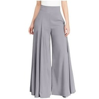 Sive ženske zvezne hlače ženske casual solidne elegantne hlače velike struke hlače sa širokim strukom