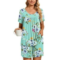 Ženske kuće Pijamas Postavite Ležerne ljetne kratkih rukava Boho cvjetni uzorak Grafički cvjetovi tunika