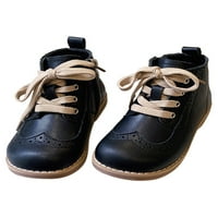Lacyhop dječji zabavni casual čizme Vintage Okrugli prsti kožni čizmi Wingtip Oxford Cipele Crne 1Y