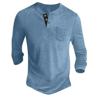 Moderna casual majica za muškarce sa džepom Henley Muške jesene modne majice. Redovno fit solid boju