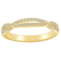 0. Carat Okrugli oblik Bijeli prirodni dijamantni upleteni prsten za angažman 14K Čvrsto žuti zlatni